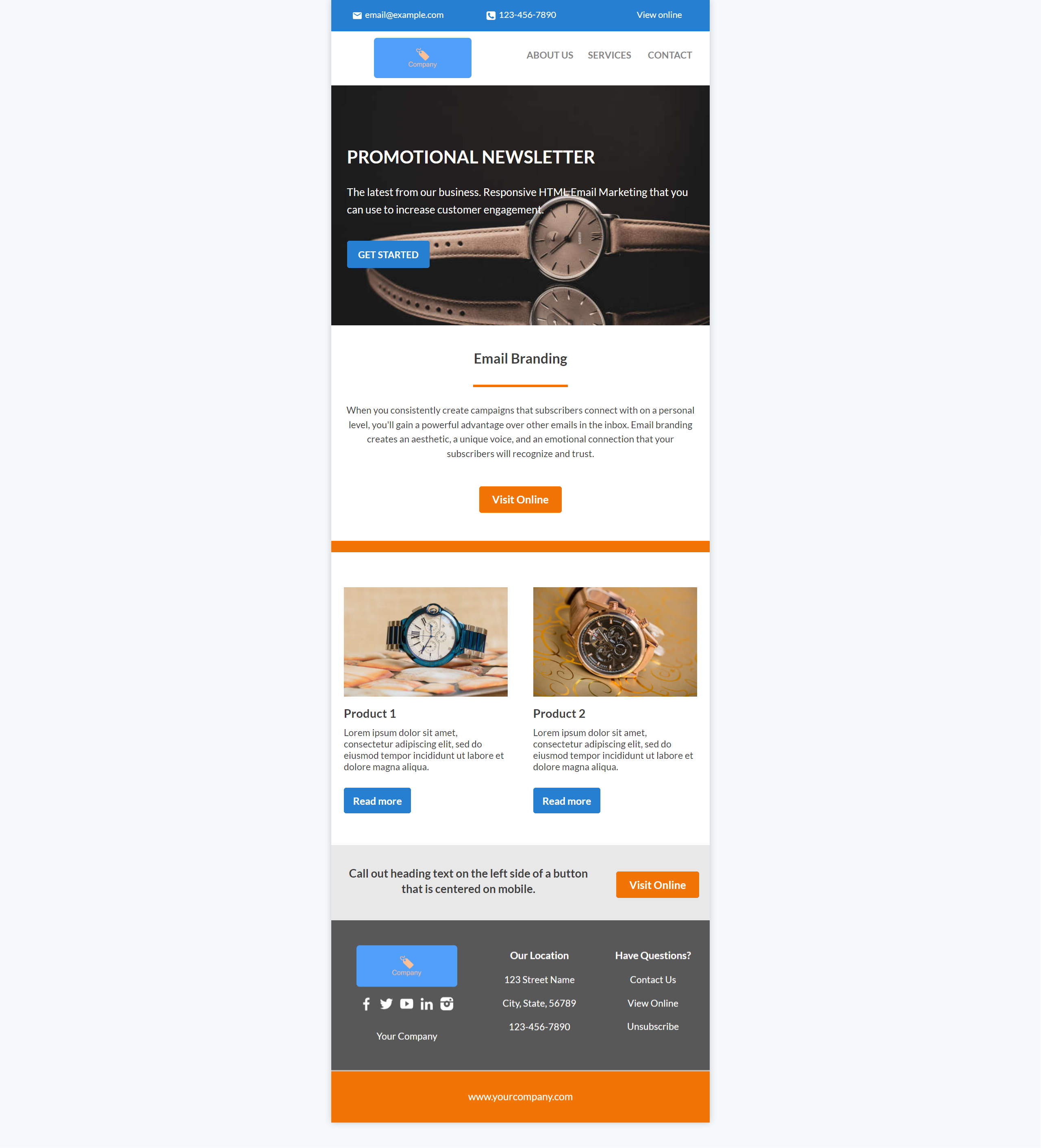 Screenshot of E-Commerce Watch Brand Email Template